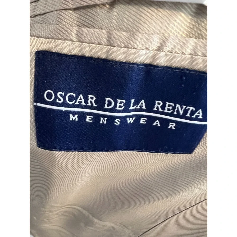 Oscar de la Renta Blazer Sport Coat 42R 42 Regular 100% Wool Herringbone Lined